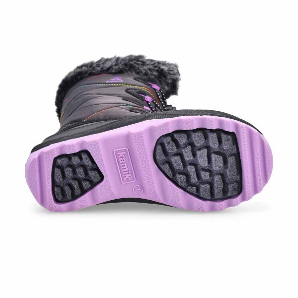 Girls' Snowangel Winter Boot in Charcoal/Purple.