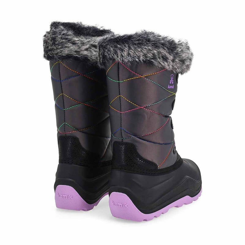 Girls' Snowangel Winter Boot in Charcoal/Purple.
