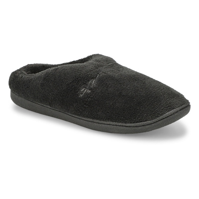 Lds Snuggle Open Back Memory Foam Slipper - Black