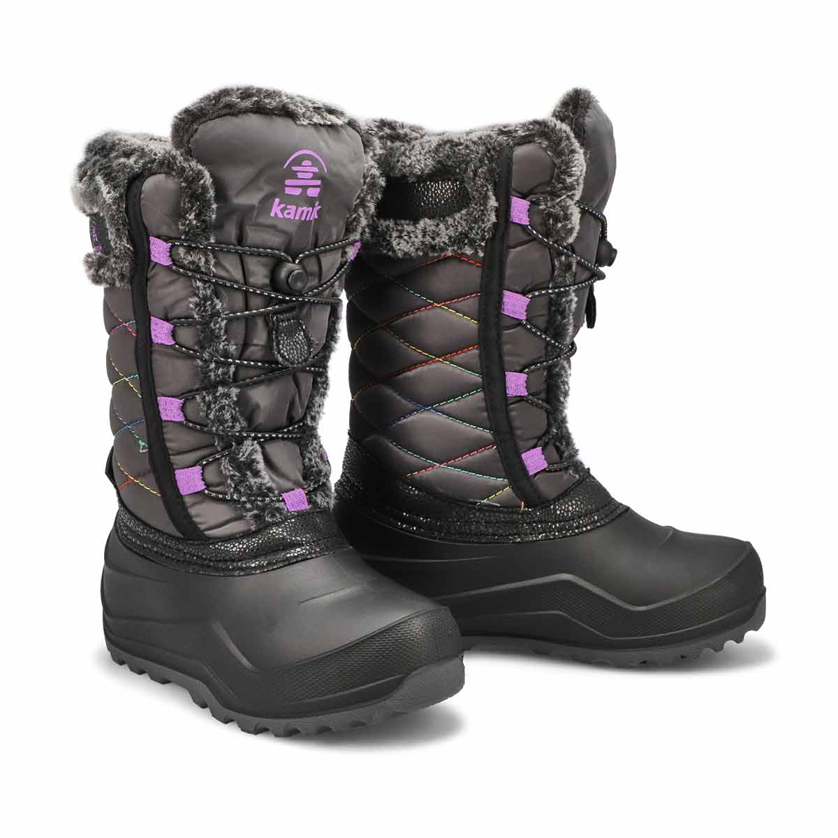 Girls' Star 4 Waterproof Winter Boot - Charcoal/Orchid