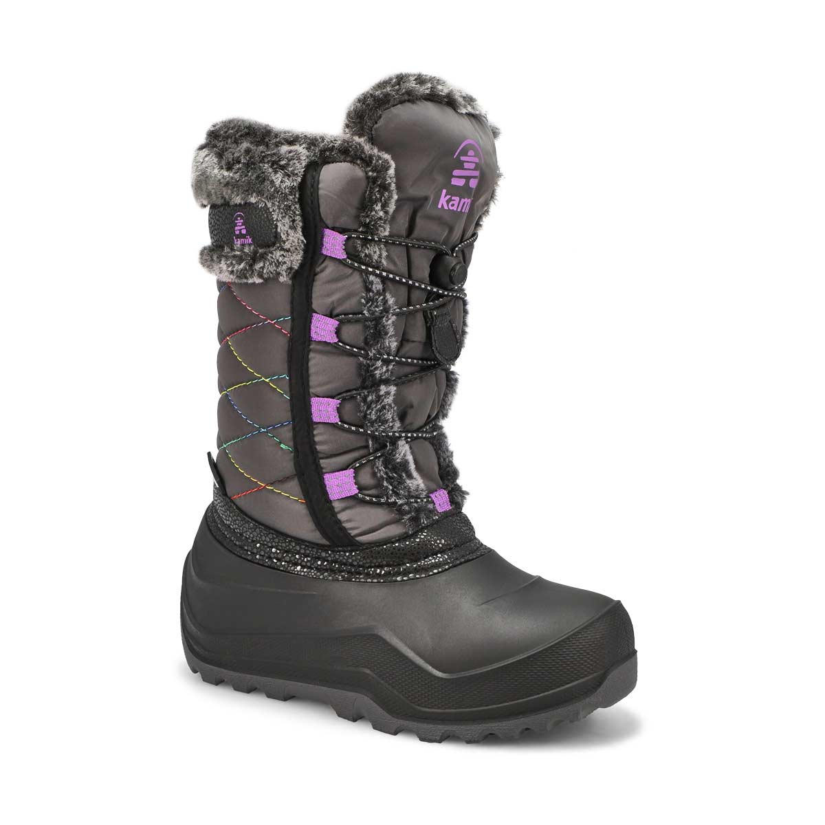 Girls' Star 4 Waterproof Winter Boot - Charcoal/Orchid