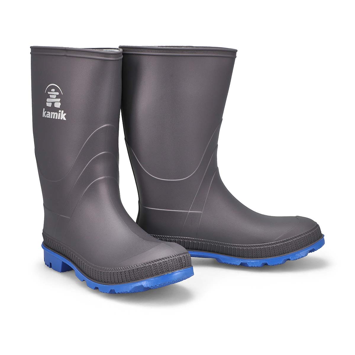 Boys' Stomp Waterproof Rain Boot - Charcoal/Blue