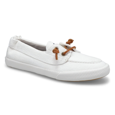 Lds Lounge Away 2 Linen Boat Shoe - White