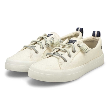 Women's Crest Vibe Linen Fashion Sneaker - White