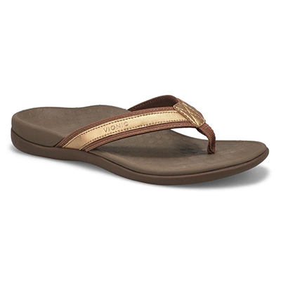 Lds Tide II Arch Support Thong Sandal - Bronze Metallic