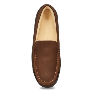 Men's Tye Moccasin With Sole - Brown Leather