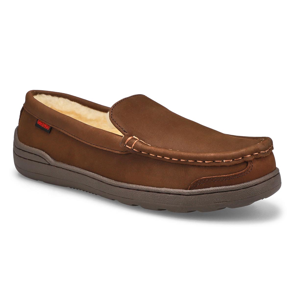 Men's Tye Moccasin With Sole - Brown Leather