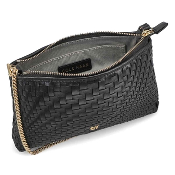 Women's Essential Woven Pouch Wristlet - Black Wov