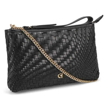 Women's Essential Woven Pouch Wristlet - Black Wov