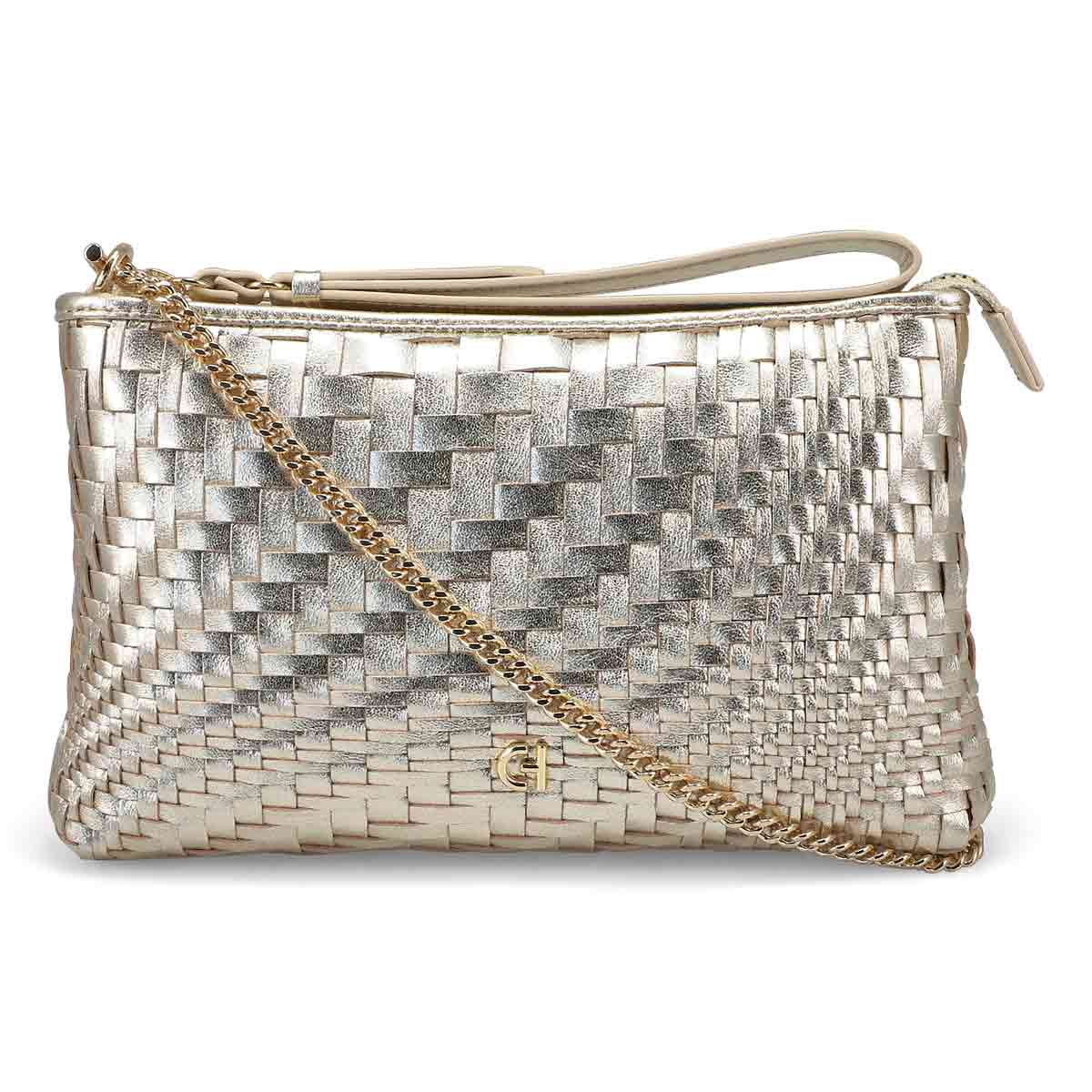 Women's  Essential Woven Pouch Wristlet - Gold Woven