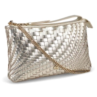 Women's  Essential Woven Pouch Wristlet - Gold Woven