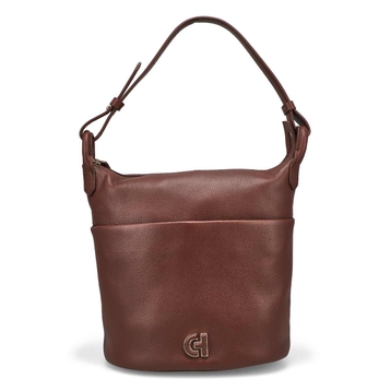 Women's Essential Soft Bucket Bag - Deep Mahogany