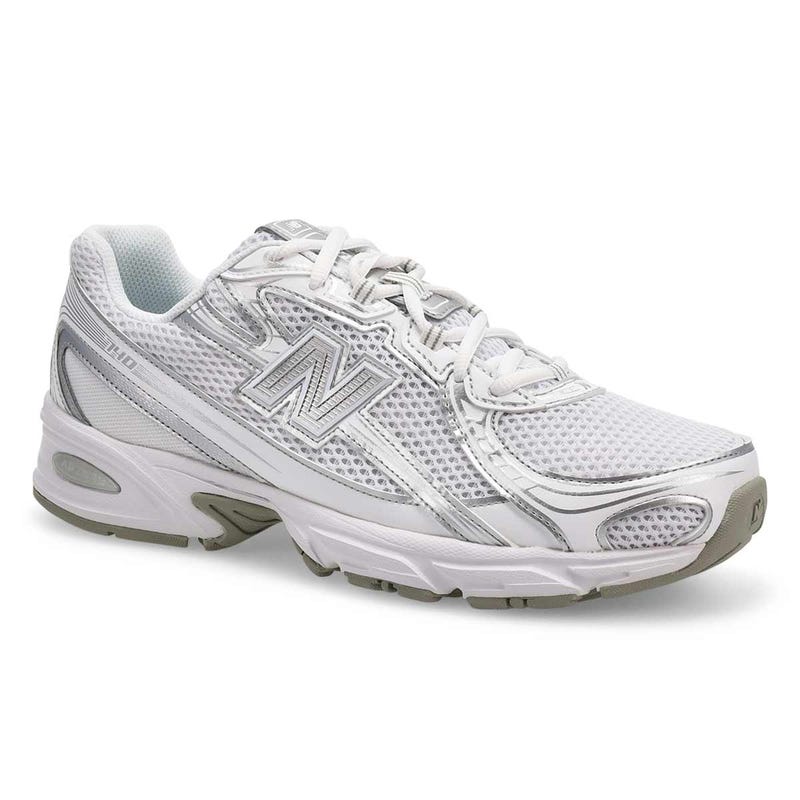 Men's 740 Lace Up Sneaker - White/Metallic Silver