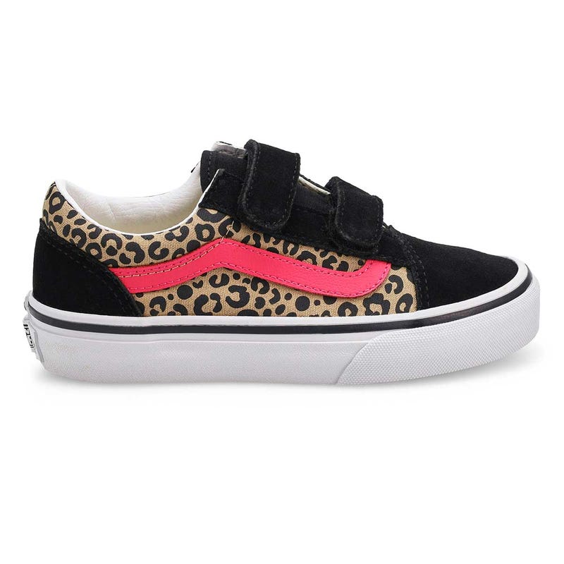 Espadrille à lacets Old Skool V pour filles - Léopard/velours rose vif/noir