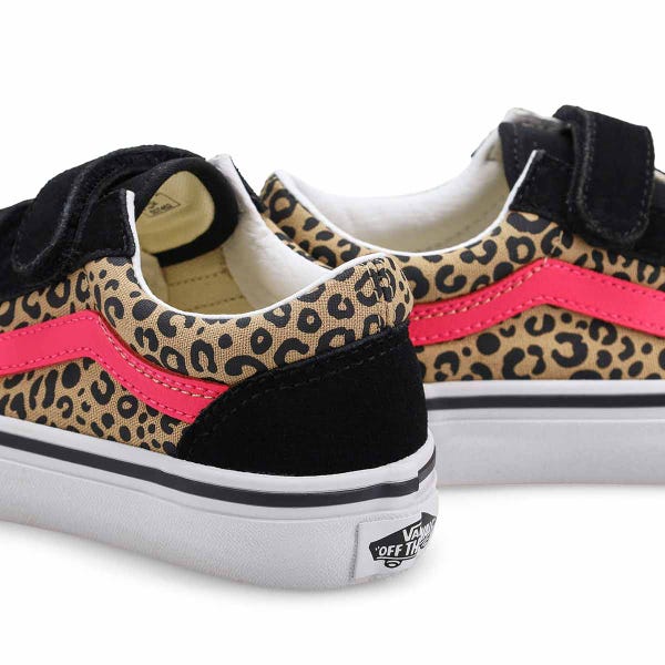 Espadrille à lacets Old Skool V pour filles - Léopard/velours rose vif/noir