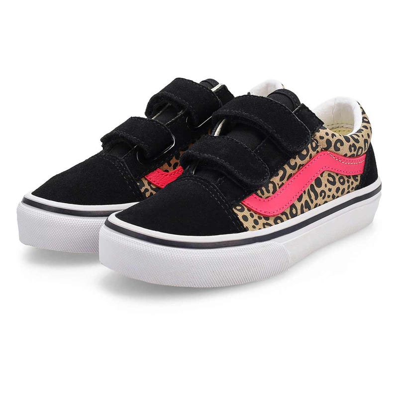 Espadrille à lacets Old Skool V pour filles - Léopard/velours rose vif/noir