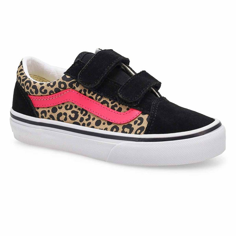 Espadrille à lacets Old Skool V pour filles - Léopard/velours rose vif/noir