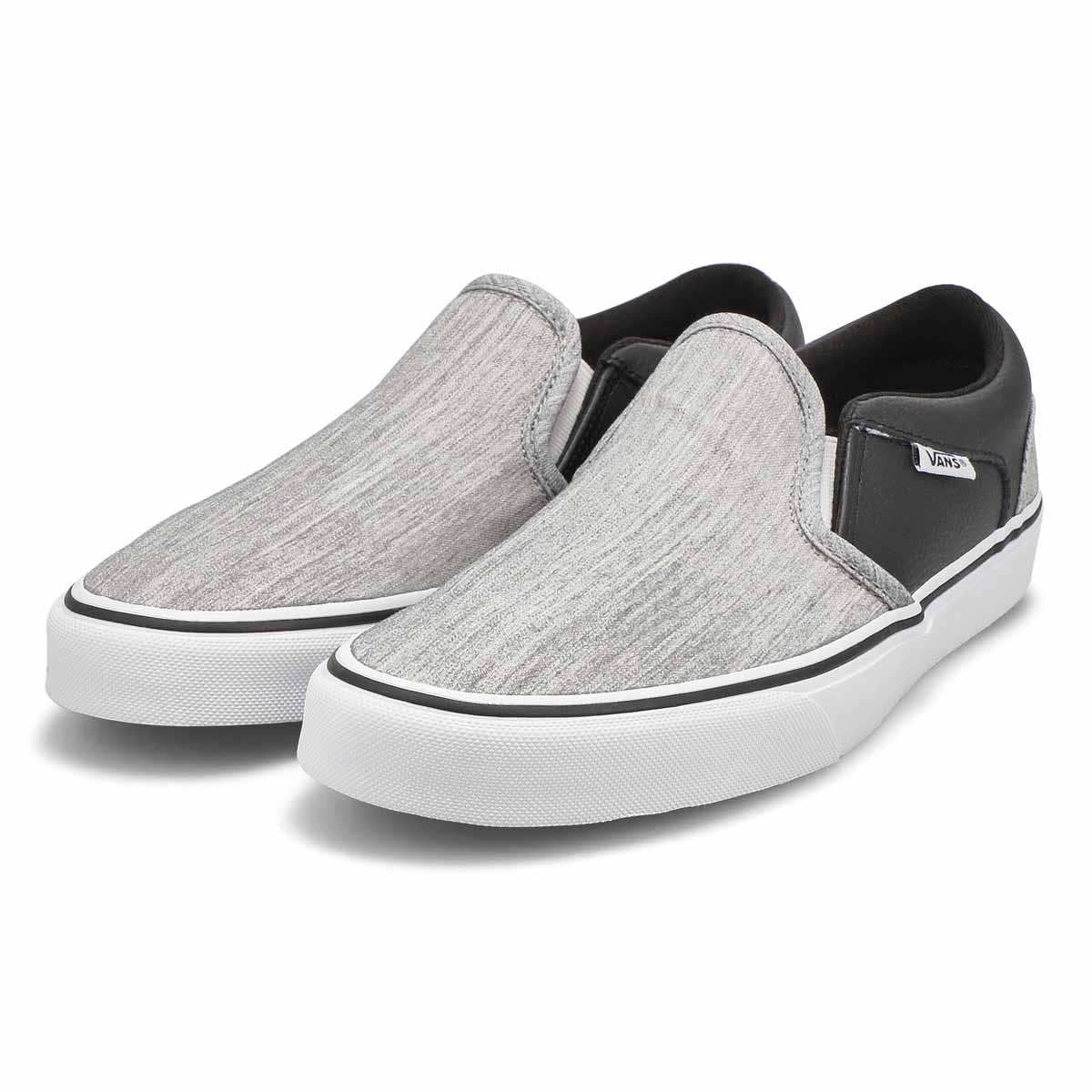 Vans Men's Asher Slip On Sneaker - Grey/Black | SoftMoc.com