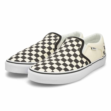 Baskets à enfiler à motif damier ASHER, noir/écru,