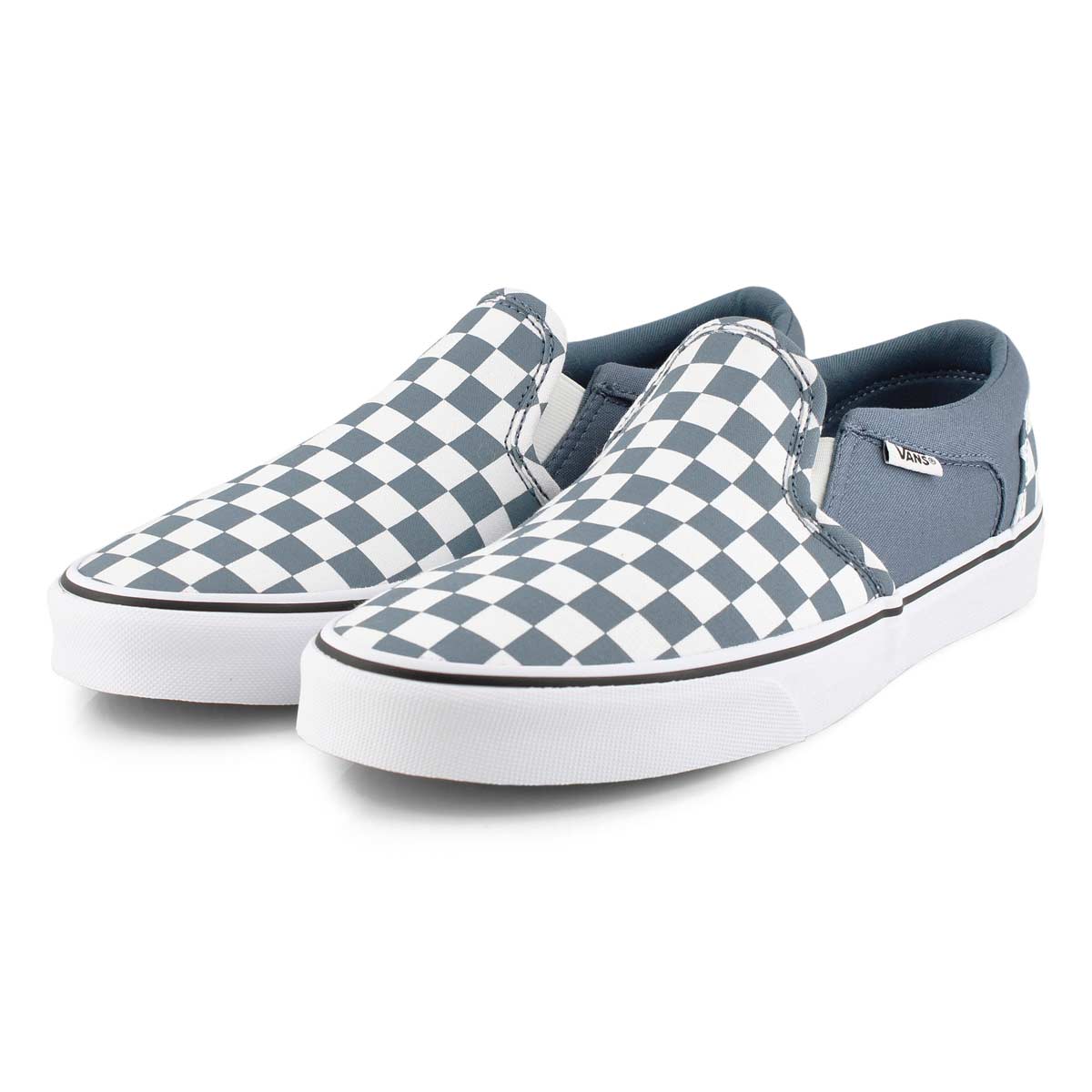 Vans Men's Asher Sneaker - Checkered Blue/Whi | SoftMoc.com