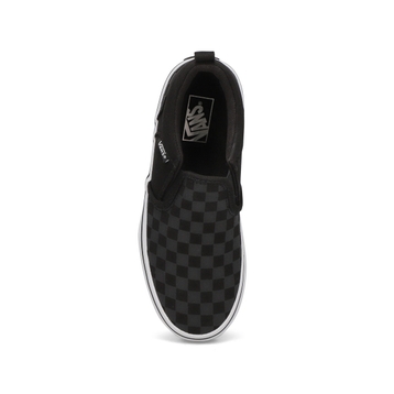 Boys' Asher Checkered Slip On Sneaker - Black/Blac