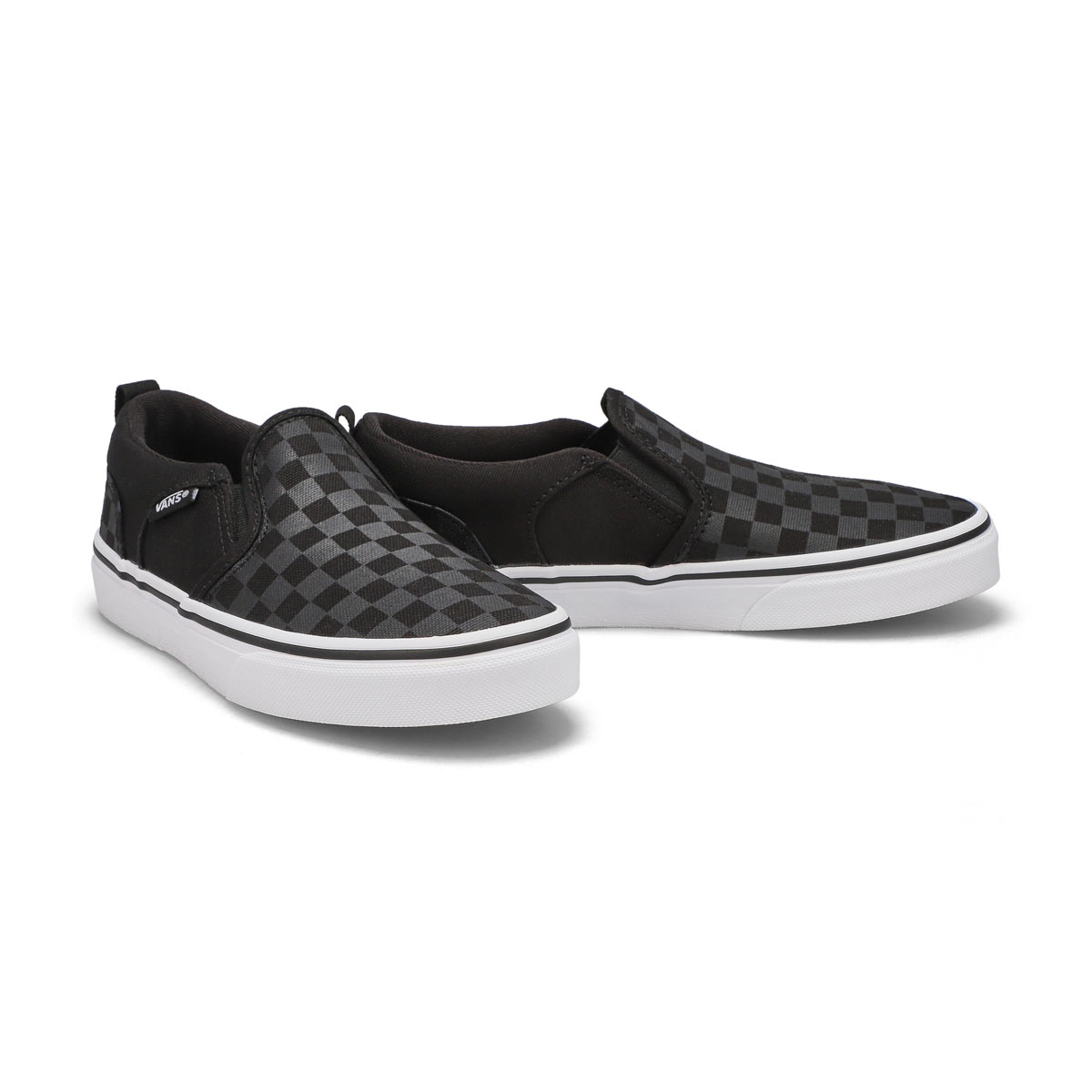 Boys' Asher Checkered Slip On Sneaker - Black/Black