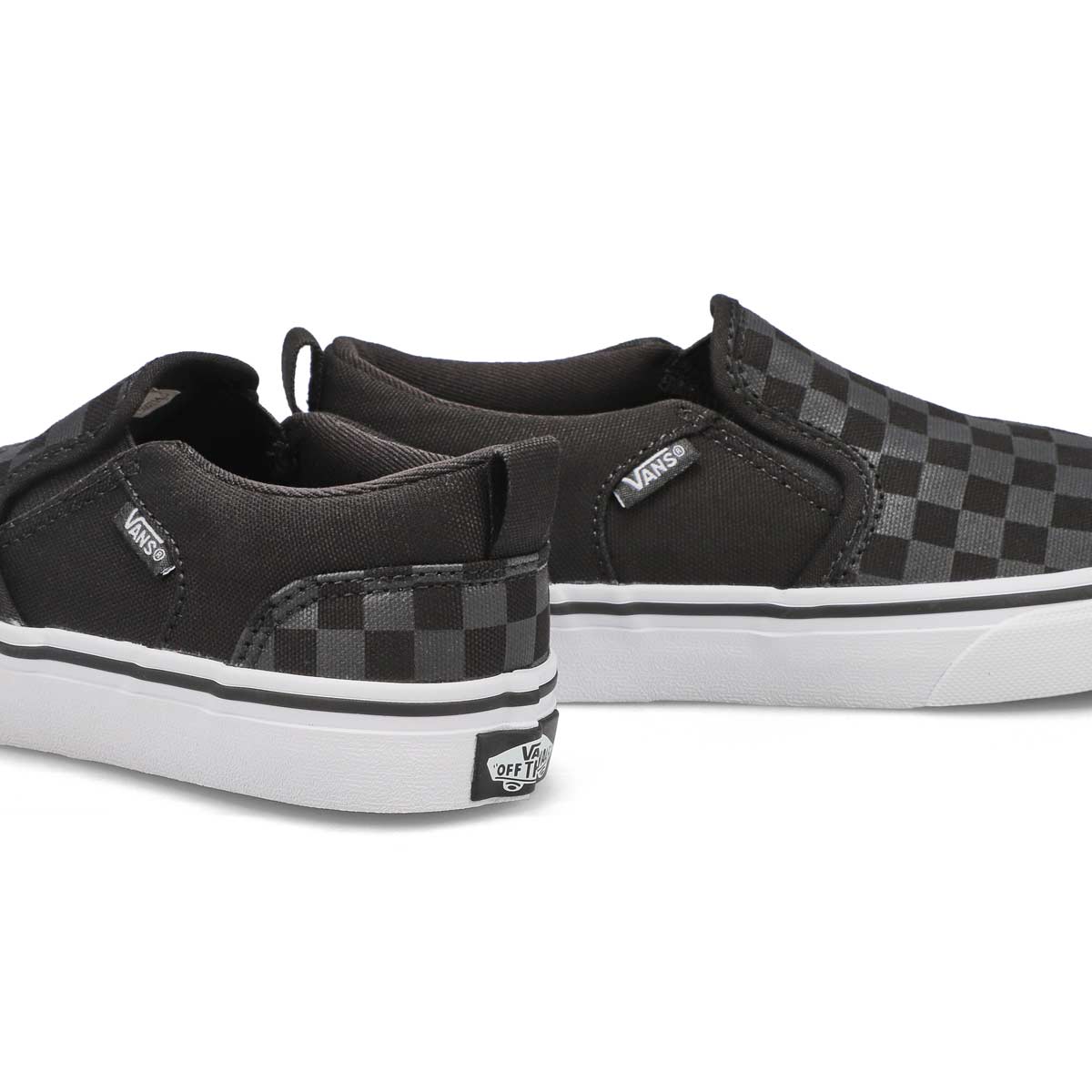 Boys' Asher Checkered Slip On Sneaker - Black/Black