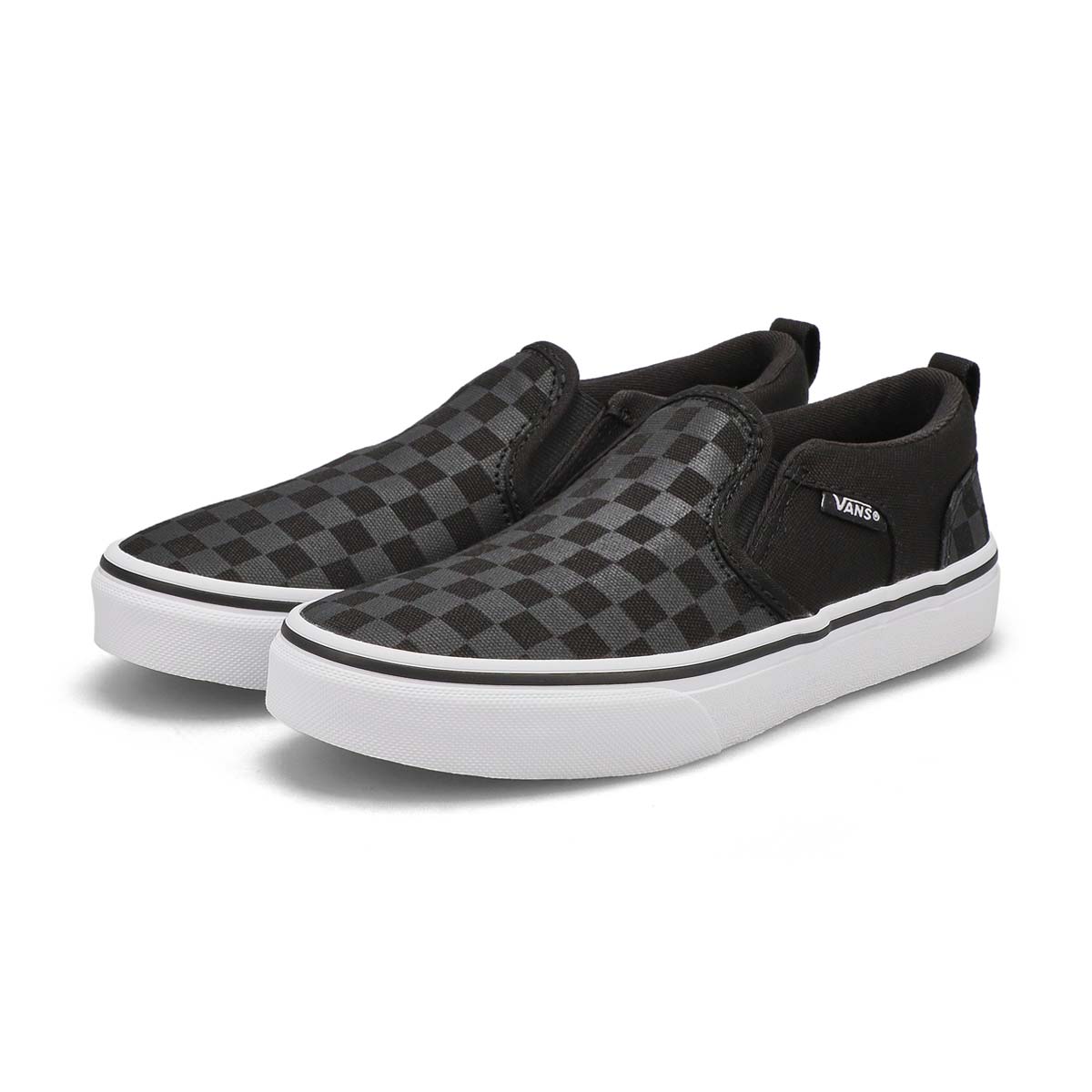 Boys' Asher Checkered Slip On Sneaker - Black/Black