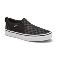 Boys' Asher Checkered Slip On Sneaker - Black/Black