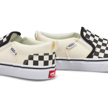 Boys' Asher Checkered Slip On Sneaker - Black/Natu