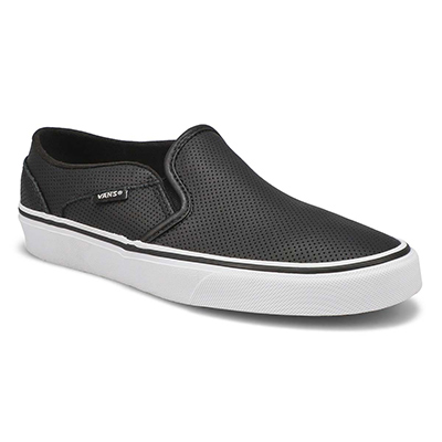 Lds Asher Slip On Perf Leather Snkr -Blk