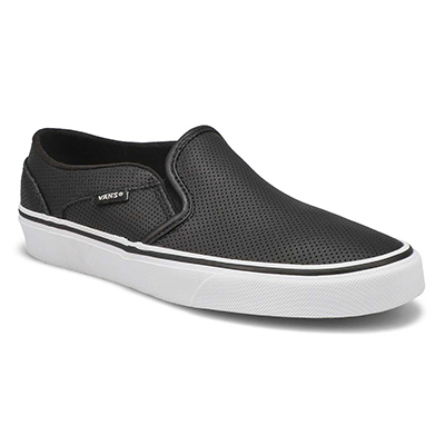 Vans Women's Asher Leather Sneaker - Black | SoftMoc.com