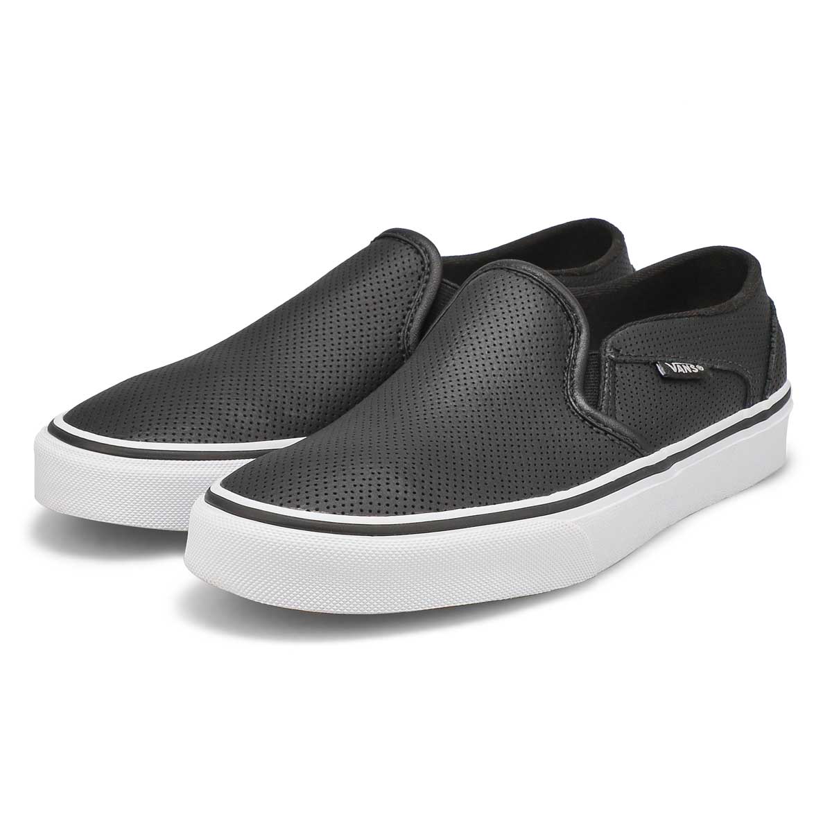 Vans Women's Asher Leather Sneaker - Black | SoftMoc.com