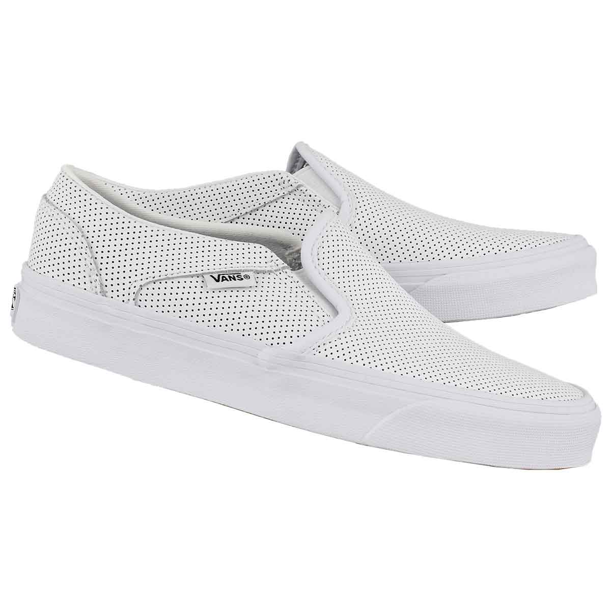 womens white leather vans slip ons