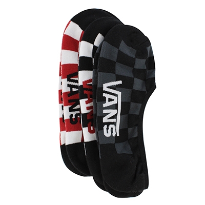 Mns Clsc Super NoShowSock 3Pk-Rd/WhtChk