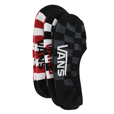 Mns Classic Super No Show Sock 3 Pack - Red/White/Checkered