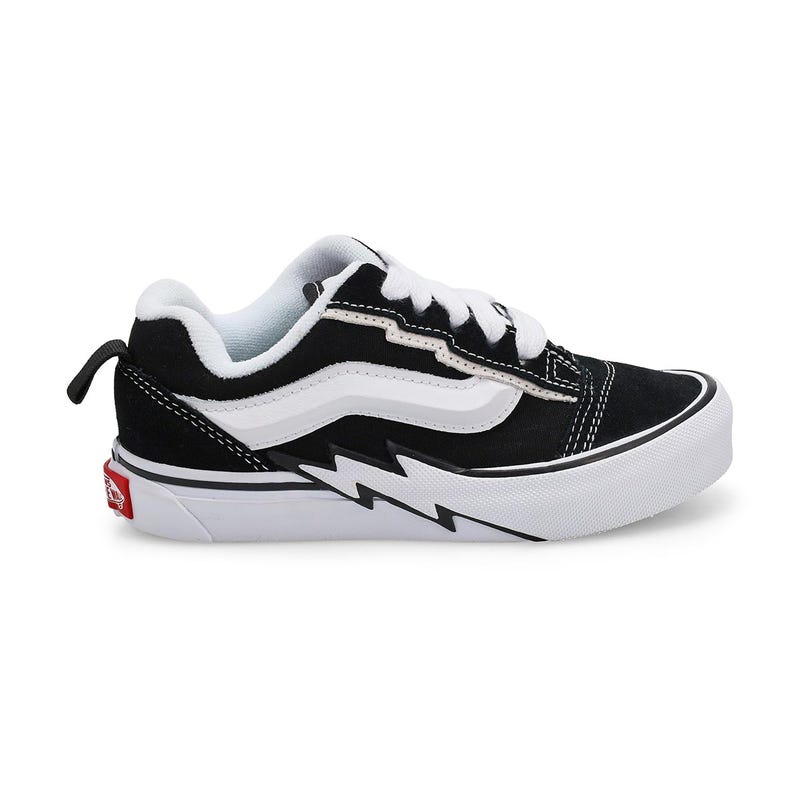 Espadrille à lacets Vans Knu Skool Bolt pour garçons en noir/blanc.