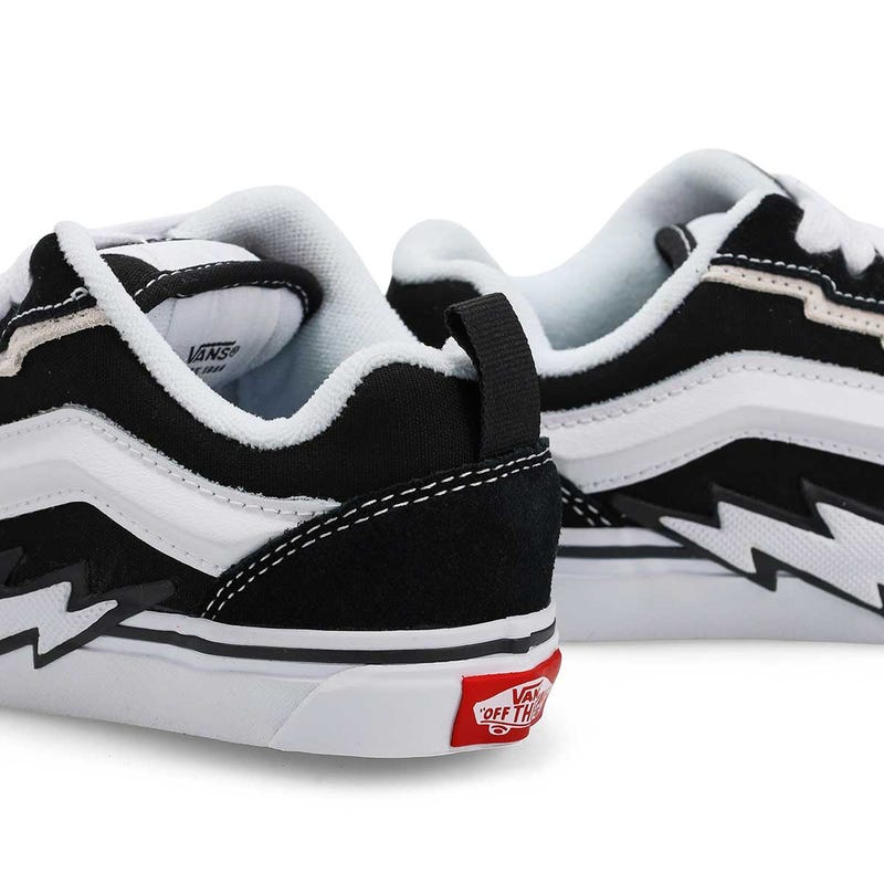 Espadrille à lacets Vans Knu Skool Bolt pour garçons en noir/blanc.
