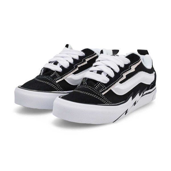 Espadrille à lacets Vans Knu Skool Bolt pour garçons en noir/blanc.