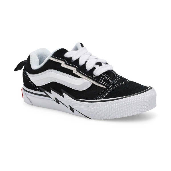 Espadrille à lacets Vans Knu Skool Bolt pour garçons en noir/blanc.