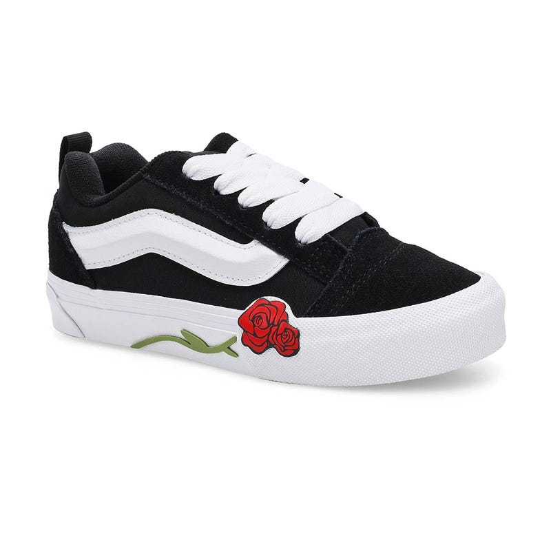 Espadrille à lacets Knu Skool Rose pour filles - Noir/blanc