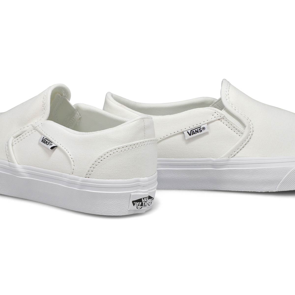 Vans Women's Asher Slip On Sneaker - White/Wh | SoftMoc.com