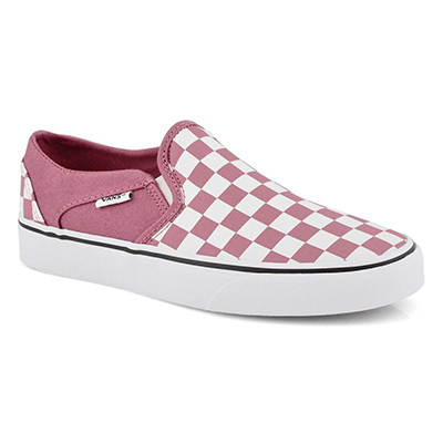 Vans Women's Asher Sneaker - Checkered Rose/W | SoftMoc.com