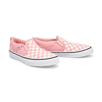 Girls' Asher Checker Slip On Sneaker - Pink/White