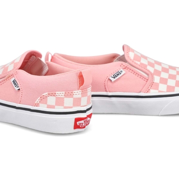 Girls' Asher Checker Slip On Sneaker - Pink/White