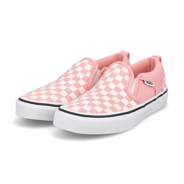 Girls' Asher Checker Slip On Sneaker - Pink/White