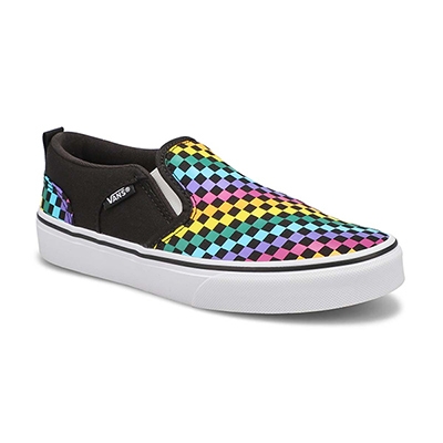 Grls Asher Rainbow Check Sneaker - Black/White/Multi