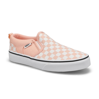 Vans Girls' Asher Checkerboard Sneaker - Peac | SoftMoc.com