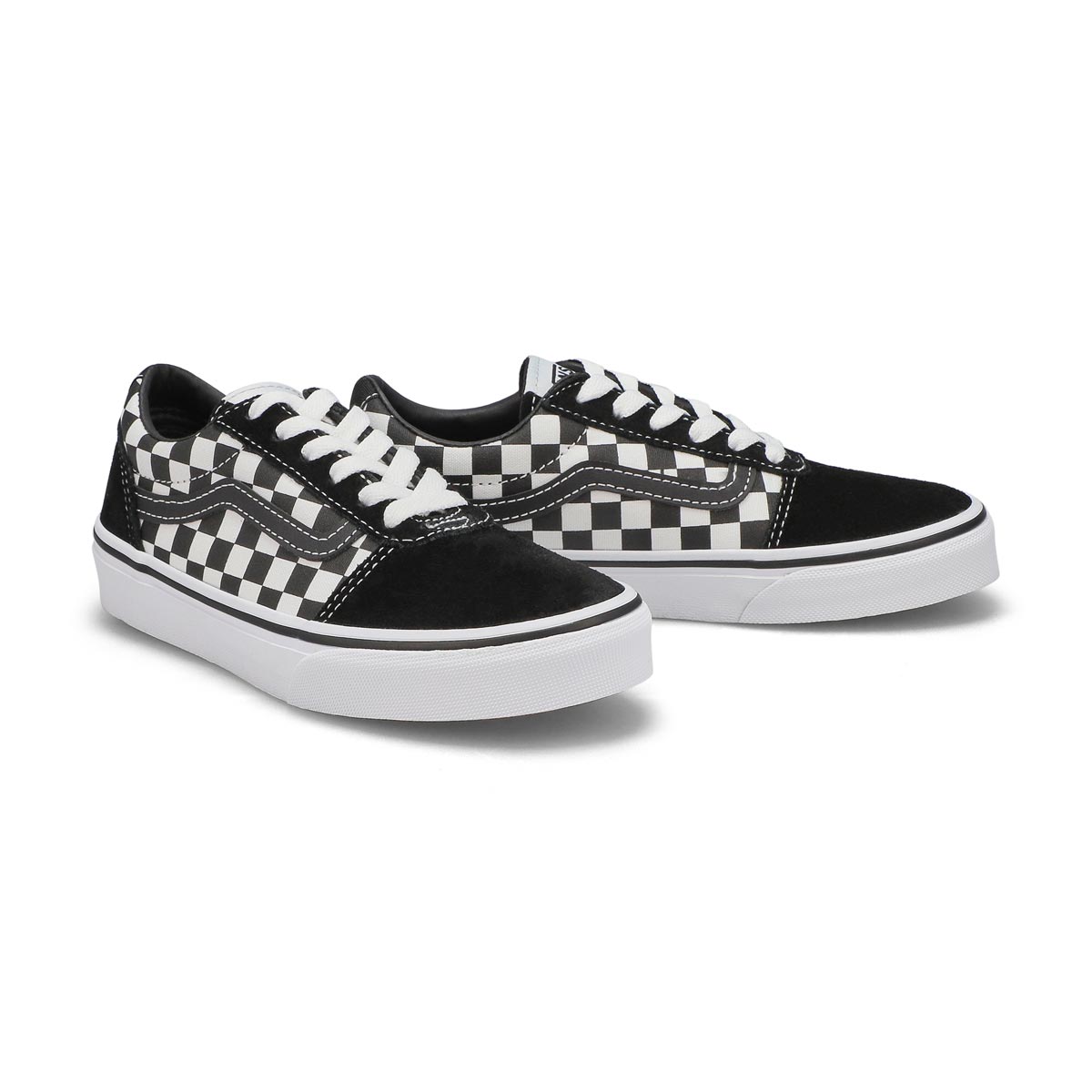 Boys' Ward Check Lace Up Sneaker - Black/White