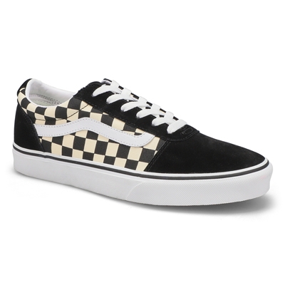 Lds Ward Checker Lace Up Sneaker- Black/White